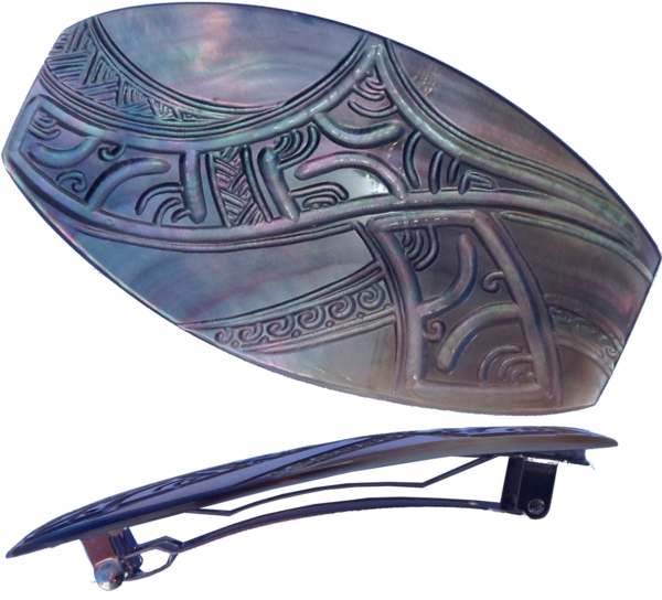 Tahitian Mother-of-Pearl Engraved Hair Clip