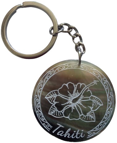 Keychain in mother-of-pearl - Hibiscus Flower